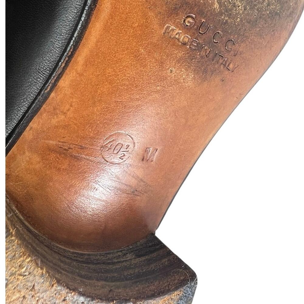 Vintage Y2K Gucci Black Leather Horsebit Loafers Italy w/ Dust Bag - Men’s 7.5 - Picture 12 of 14